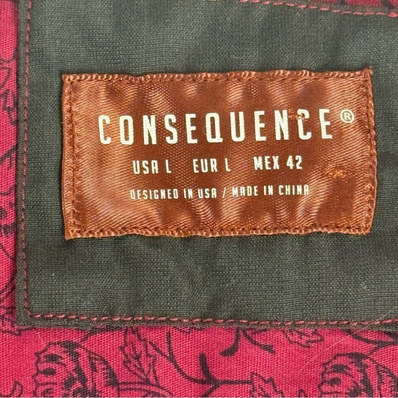 Consequence Men’s Red Casual Button Down Shirt with Relaxed Fit Size L - Picture 8 of 9